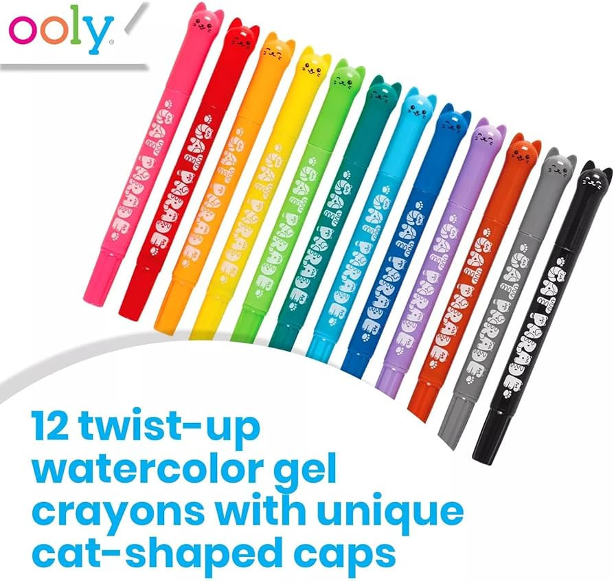 Ooly Cat Parade Gel Crayons for Kids and Adults - Set of 12 Rainbow Color Crayons for Glass and P... | Amazon (US)