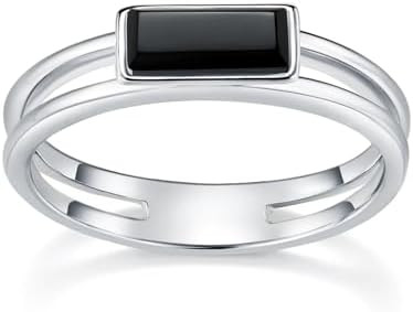 MINDDHA Black Onyx Rings|14K Gold Plated Wedding Band For Women| Gold Rings Women 4mm Band Size 4... | Amazon (US)