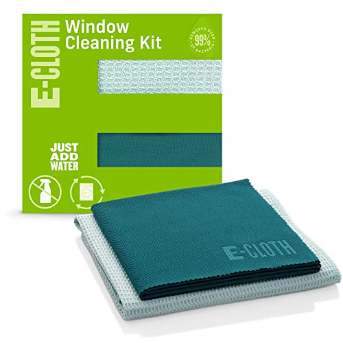 E-Cloth Window Cleaning Cloth - Eco Packaging - Glass Cleaning Cloth, Streak-Free Windows with Just Water, Microfiber Towel Kit for Windows, Car Windshield, Mirrors - Winter Green | Amazon (US)