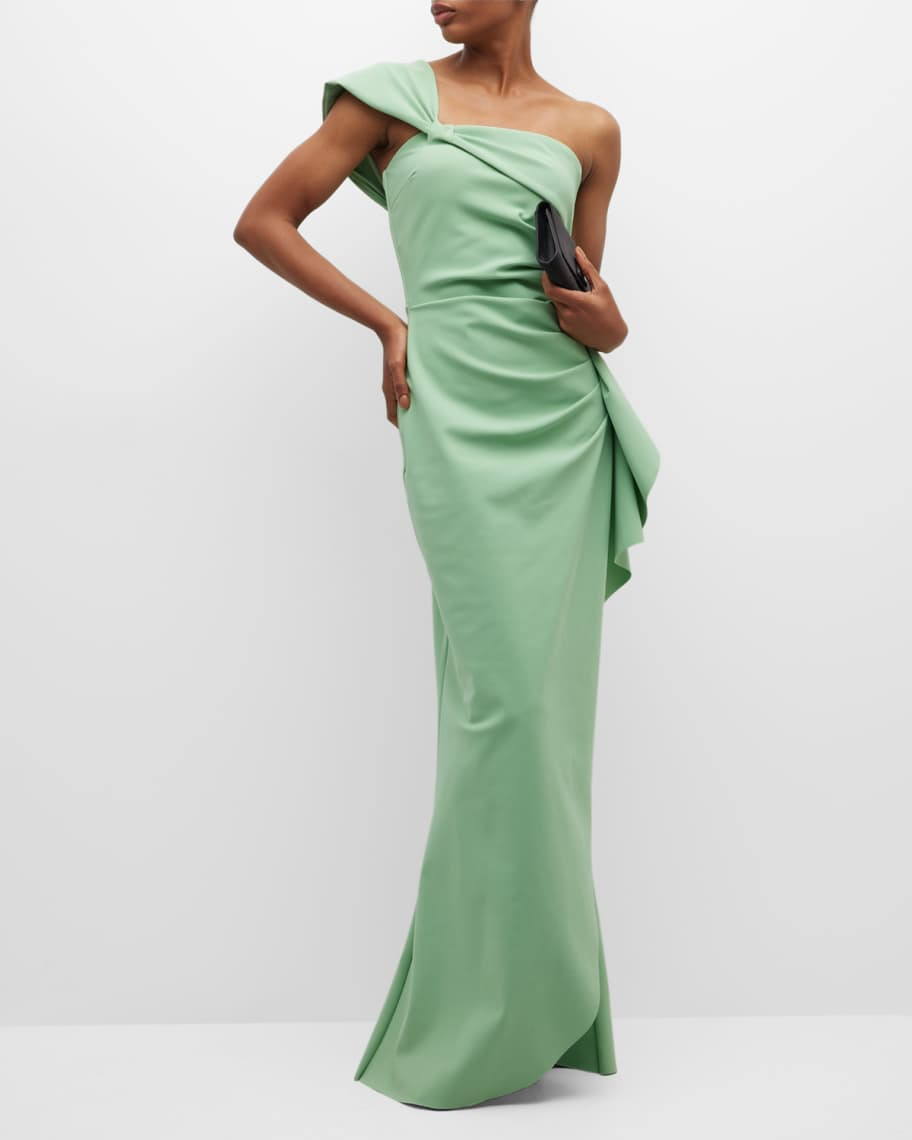 Chiara Boni La Petite Robe Susana Draped One-Shoulder Pleated Gown | Neiman Marcus
