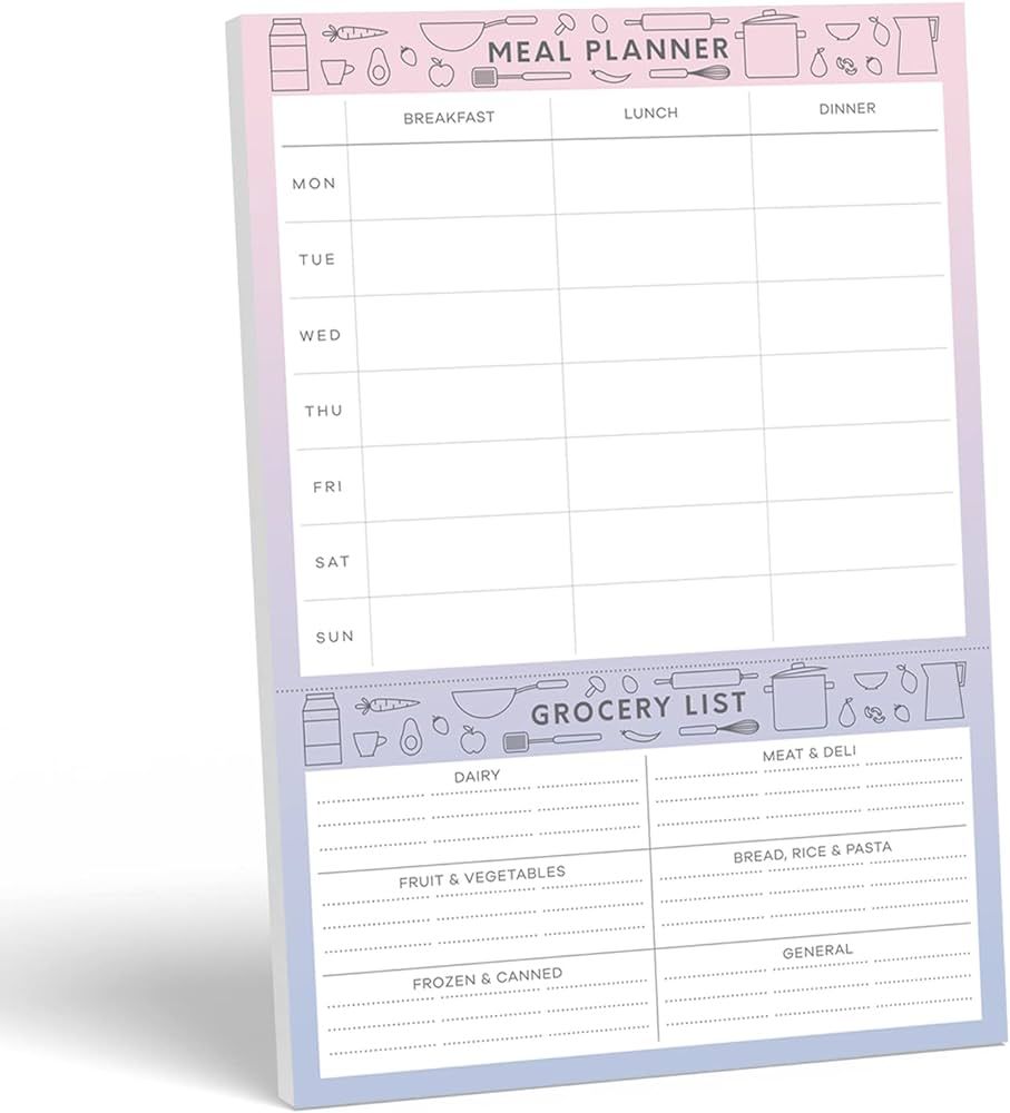 Sweetzer & Orange Meal Planner Notepad and Grocery List | 7x10 inch Pad for Organized Weekly & Da... | Amazon (US)