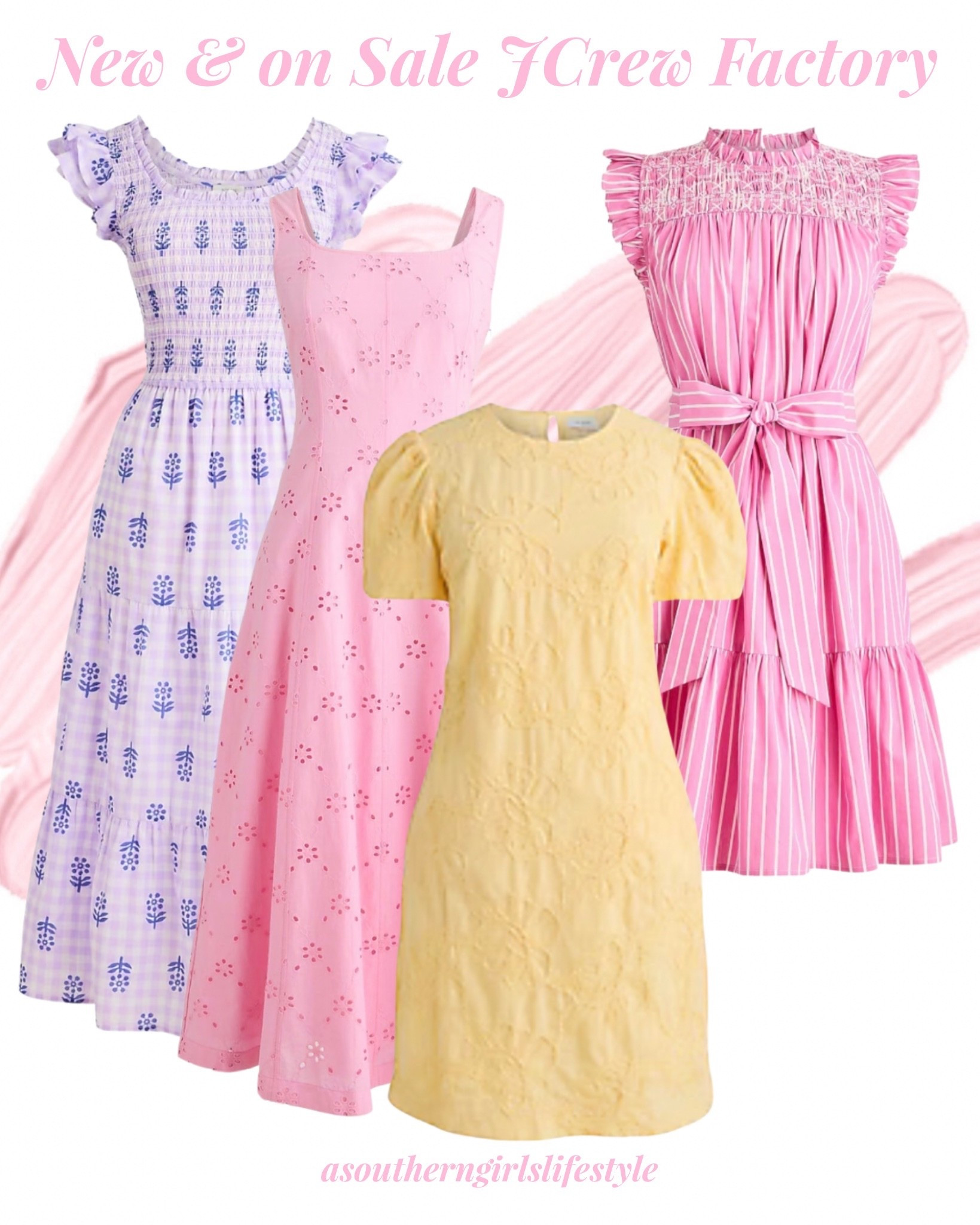 New & on Sale J.Crew Factory - beautiful Spring Pastel Dresses just in time for Easter

Lilac Ruffle Sleeve Smocked Midi Dress, Pink Eyelet Embroidered Midi Dress, Yellow Embroidered Puff Sleeve Dress & Striped Ruffle Sleeve Embroidered Mini Dress

Easter Dress Women. Spring Outfits Women 2026. Spring Dresses. Preppy   

#LTKSeasonal #LTKSaleAlert #LTKPetite