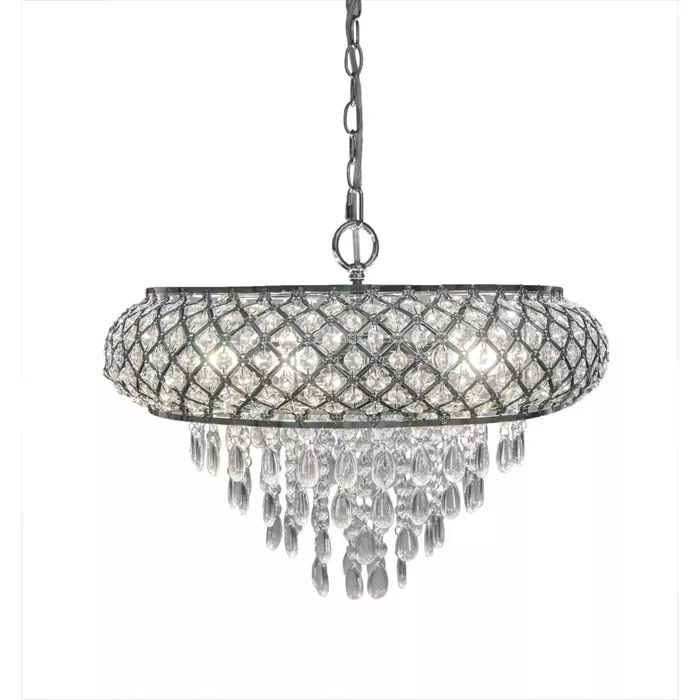 14.25" Tiered Crystal Glass Hanging Chandelier Chrome - River of Goods | Target