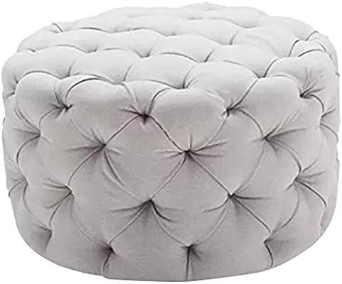 Round Ottoman Grey, This Large Tufted Round Ottoman Features a Textured All Over Sleek Contempora... | Amazon (US)