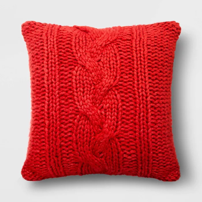 24"x24" Holiday Oversized Chunky Cable Knit Square Throw Pillow - Threshold™ | Target