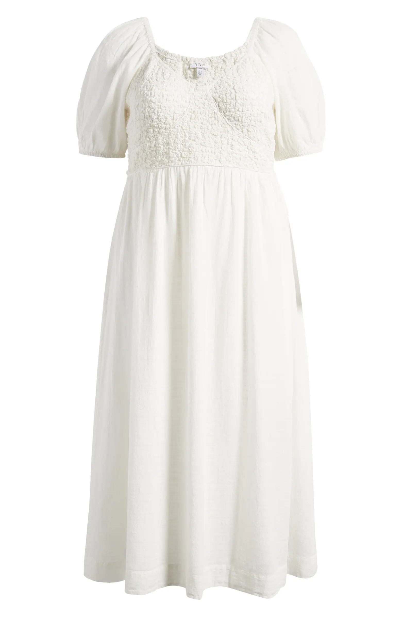 Curve Smocked Linen & Cotton Dress | Nordstrom