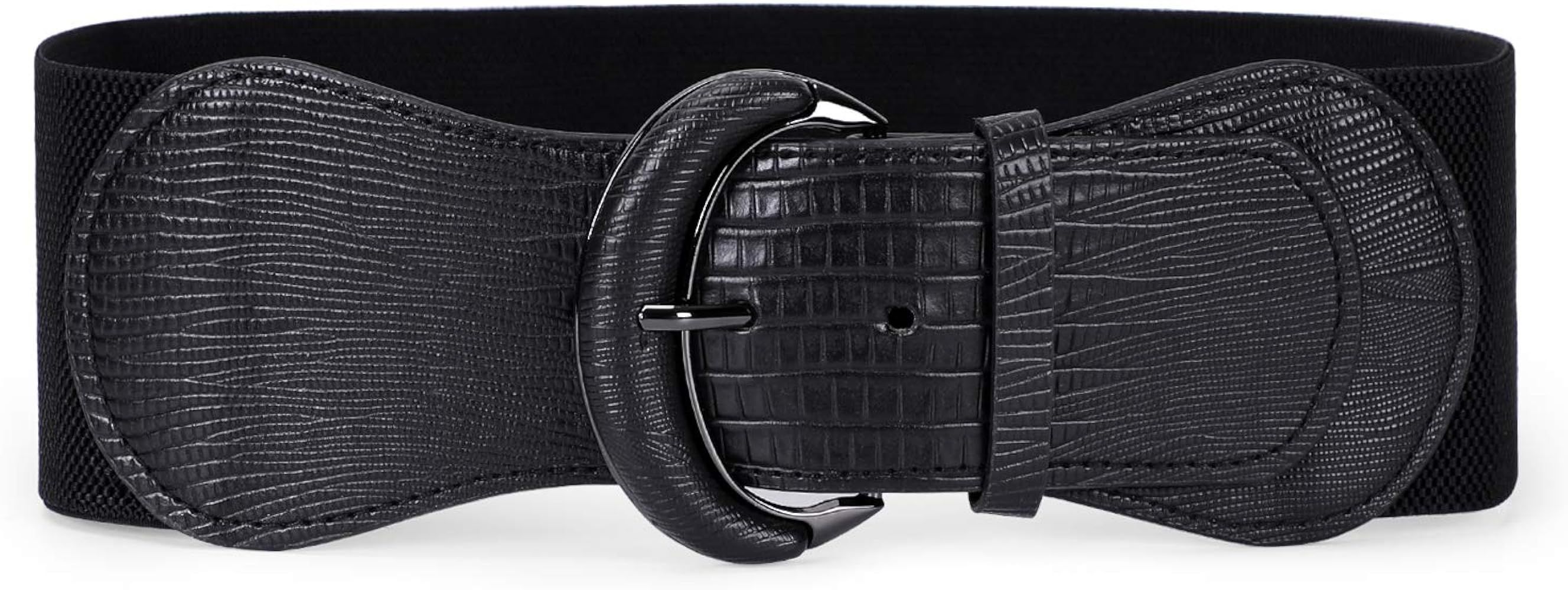 JASGOOD Women Stretchy Wide Waist Belt for Dress Ladies Elastic Belt Hook Buckle | Amazon (US)