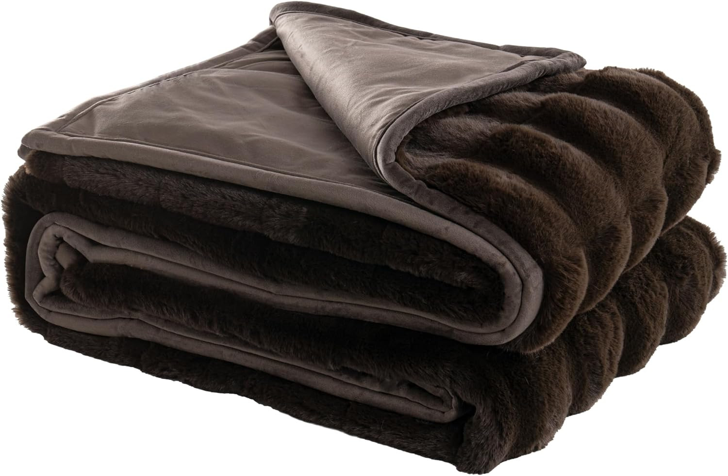Mon Chateau 60" x 70" Hearthside Faux Fur Throw Blanket, Chestnut Square | Amazon (US)