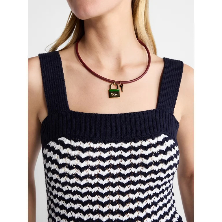 Free Assembly Women's Faux Leather Pendant Necklace, 18" + 3" Extender | Walmart (US)