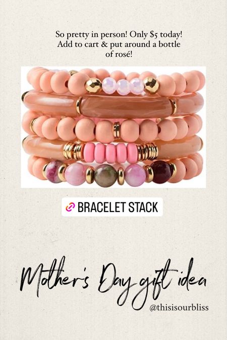 Amazon bracelet stack! 💗🧡 so pretty in person! Only $5 for the set of 5 // mothers day gift idea 💐 amazon find 

#LTKunder50 #LTKsalealert #LTKGiftGuide