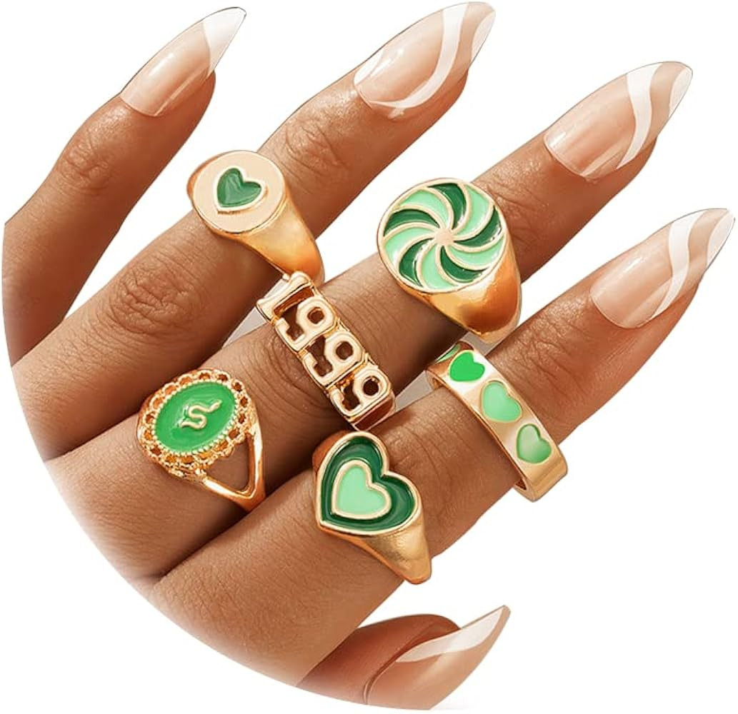 YANCHUN 20Pcs Preppy Ring Y2k Rings Colorful Cute Heart Flower Indie Rings Set for Women Girls Ch... | Amazon (US)