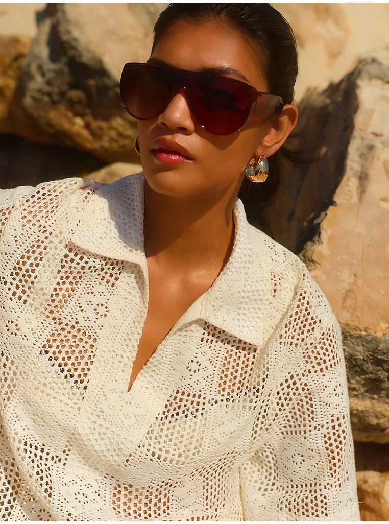Cream Square Crochet Popover Co-ord Shirt | George