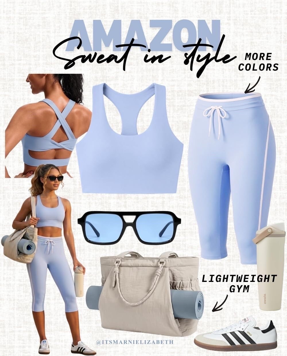 Sweat in style from Amazon! 🩵

Athletic wear, workout in style, gym outfit, fitness goals, fitness routine

#LTKdayinmylife #LTKfitnessgoals #LTKmomlife