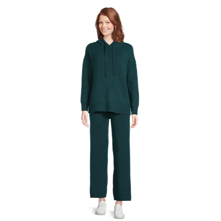 Time and Tru Women's Long Sleeve Hoodie Pullover and Pant Sweater Set, Sizes XS-4X - Walmart.com | Walmart (US)