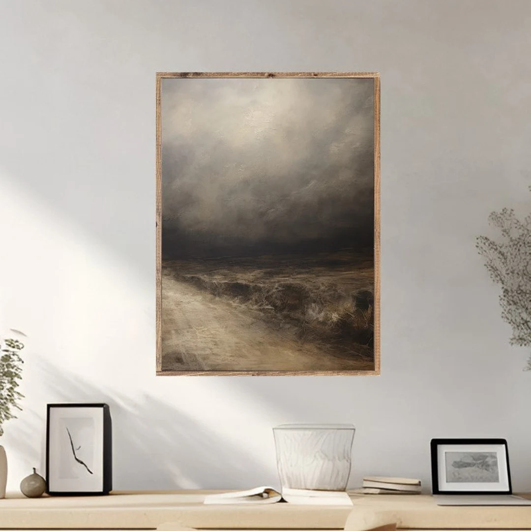 Moody Dark Tone Abstract Canvas Printed Sign - Etsy | Etsy (US)