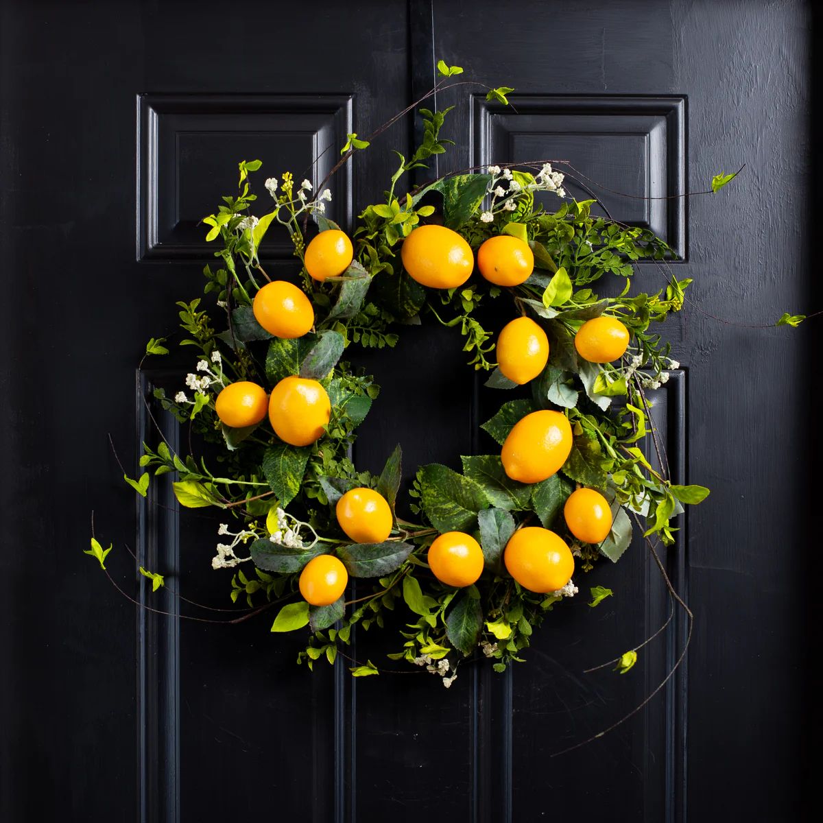 Lemon & Mixed Greenery Everyday Spring Summer Front Door Wreath | Darby Creek Trading