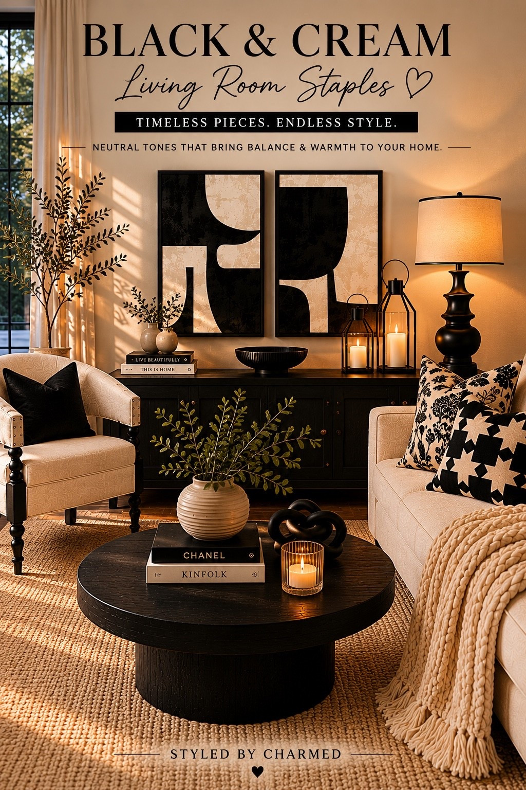 This is your sign to stop overcomplicating your living room 😭✨

A few strong pieces, layered textures, warm lighting, and black + cream contrast can completely change the feel of your space. Cozy, balanced, and effortlessly elevated.

Shop my LTK 🤍

#HomeStyling #LivingRoomInspo #NeutralHomeDecor #StyledByCharmed

#LTKU #LTKHome #LTKSaleAlert