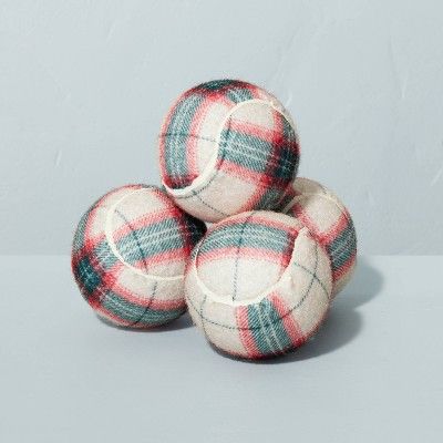4pk Holiday Plaid Tennis Ball Pet Toy Set Red/Green - Hearth & Hand™ with Magnolia | Target