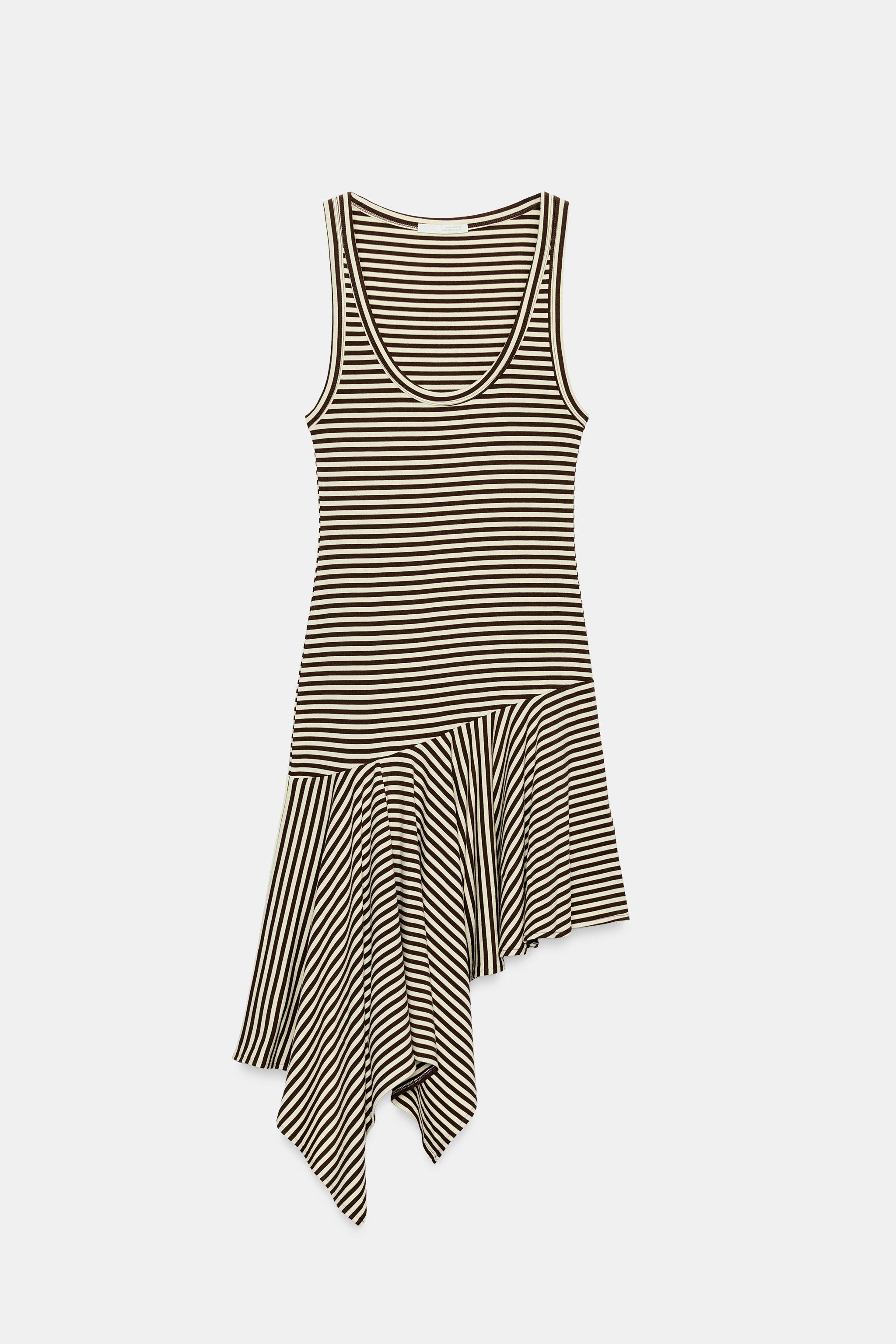 STRIPED ASYMMETRIC MIDI DRESS | Zara US