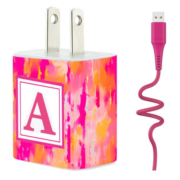 Spring Watercolor Phone Charger Letter Set | Classy Chargers