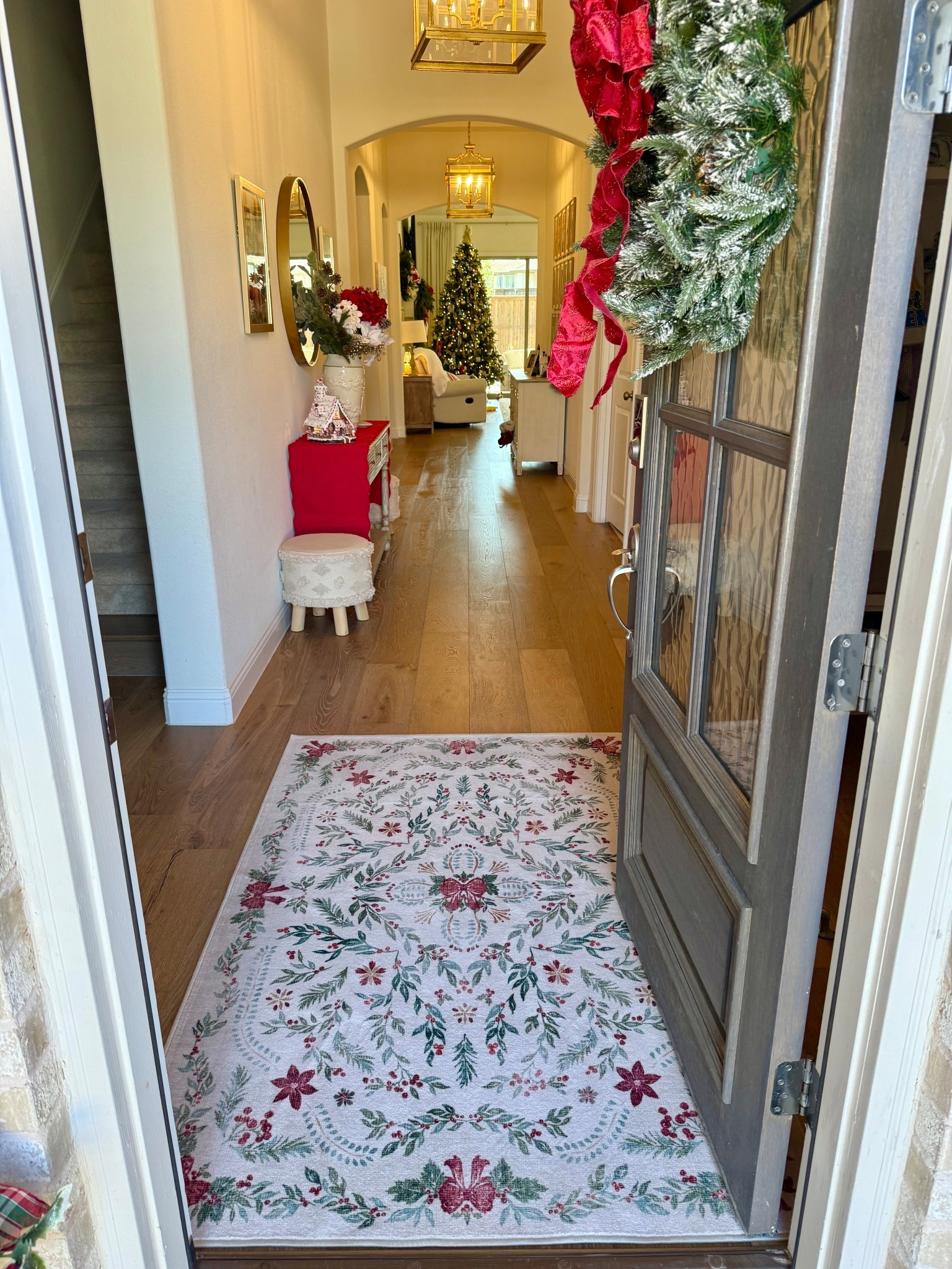 Christmas entryway rug 30% off for black friday! ♥️ love this beautiful holiday print with the cutest bow detail 🫶🏼 Ruggable rugs are my favorite - machine washable, stain resistant and they last forever! ✨ this one is 4x6 but it comes in 7 other sizes!

#ruggable #christmasrug #blackfridaysale #blackfridaydeal #cyberweek #blackfriday #kitchenrunner #christmasbows #bowrug #ralphlaurenchristmas #entrywaydecor #holidayentry #christmasdecor #christmadecorating #homedecor #decoratingideas 

#LTKSeasonal #LTKHoliday #LTKHome