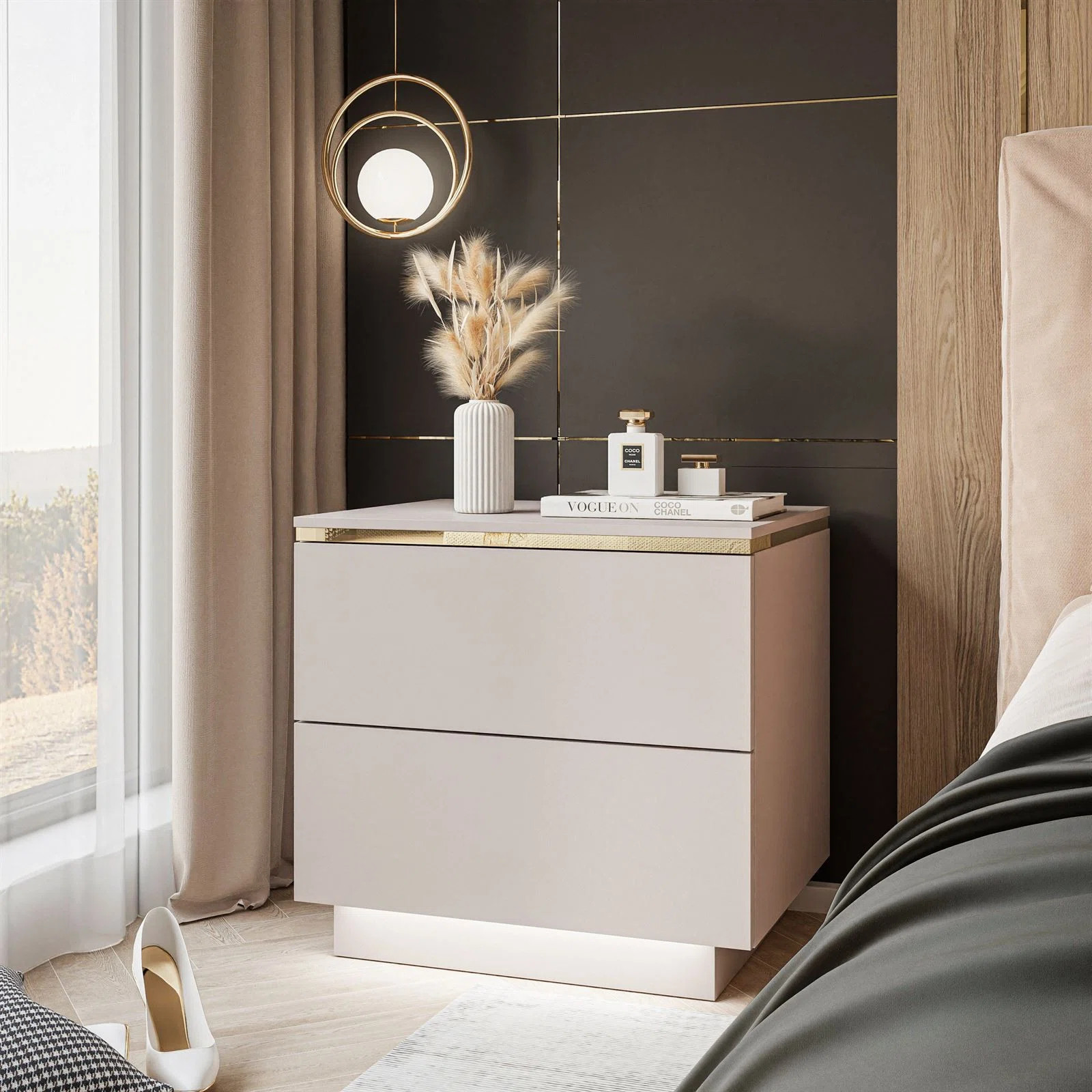 Nightstand AURORA II KASHMIR with LED lighting | Wayfair UK