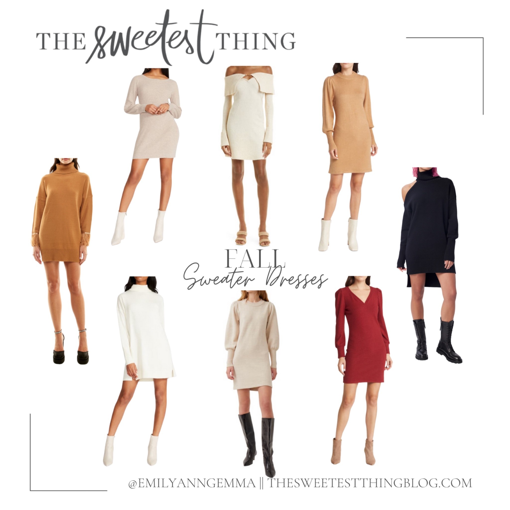 Fall dresses, sweater dress, fall outfit ideas, long sleeve minidress, tan sweater dress, cream sweater dress, black sweater dress, emily Ann Gemma, fall trends, Nordstrom 

#LTKSeasonal