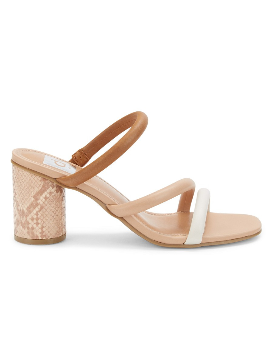 DV by Dolce Vita Women's Mona Faux Python Block Heel Sandals - Pink Metallic - Size 11 | Saks Fifth Avenue OFF 5TH