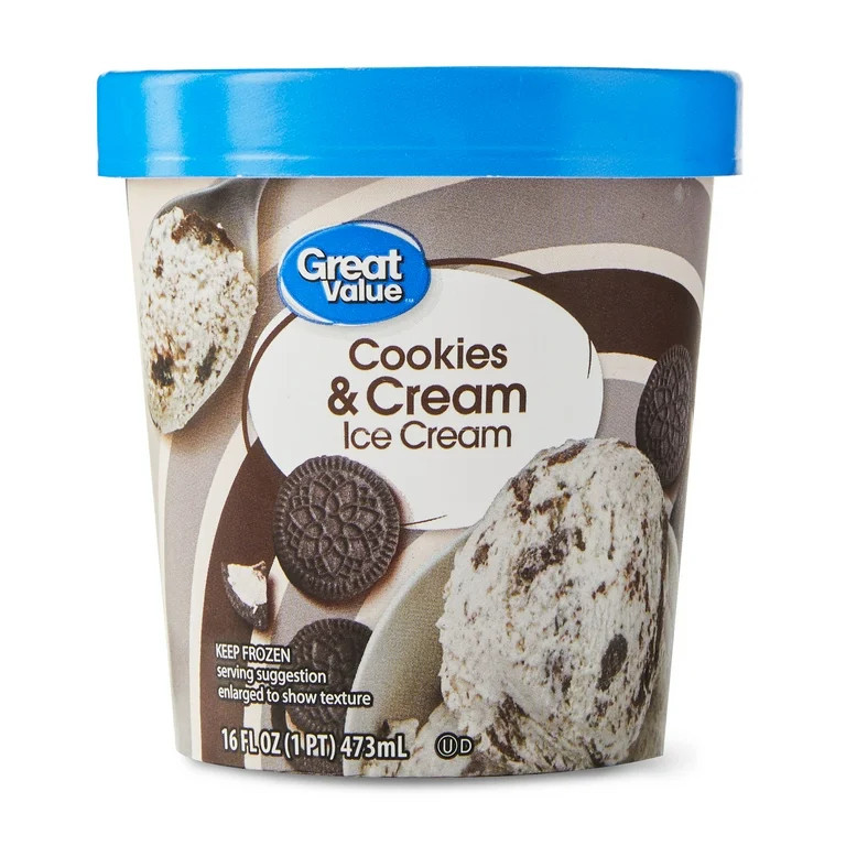 Great Value Cookies & Cream Ice Cream, 16 fl oz | Walmart (US)