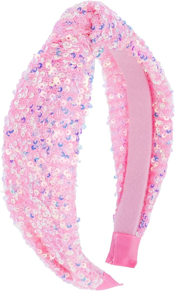 YARIEW Knotted Headbands for Women with Sparkle Sequins Wide Headband | Amazon (US)