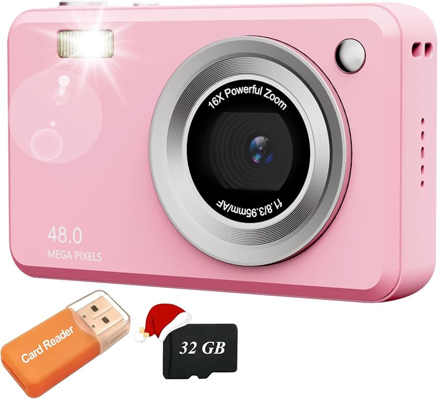 Digital Camera, FHD Camera with 32GB Card, Lanyard, 16X Zoom Anti Shake, 48MP Compact Portable Sm... | Amazon (US)