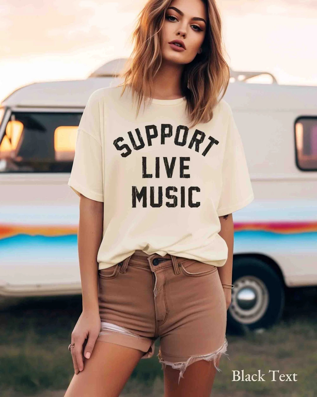 Support Live Music Grunge-Look T-Shirt, Rock And Country Festival Concert Tee, Music Gift For Mus... | Etsy (US)