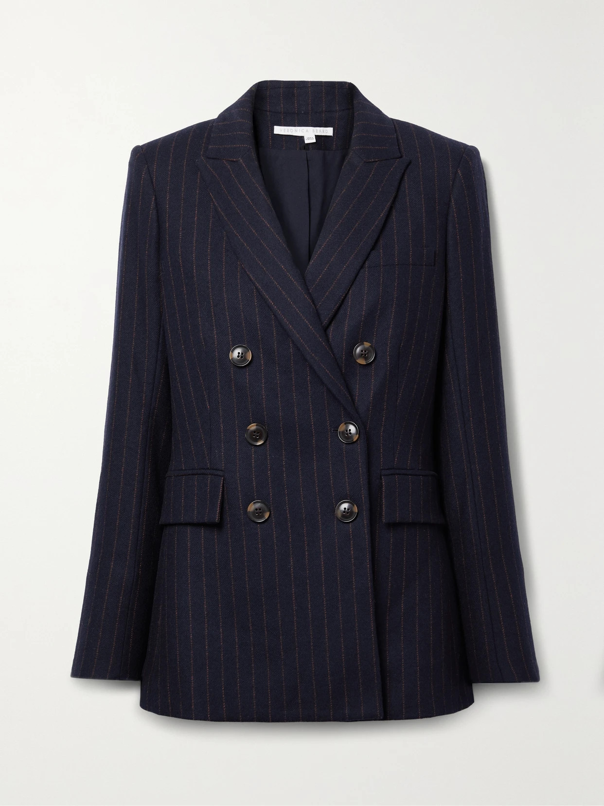 Veronica Beard - Ellette Dickey Double-breasted Pinstriped Wool-blend Blazer - Blue | NET-A-PORTER (US)