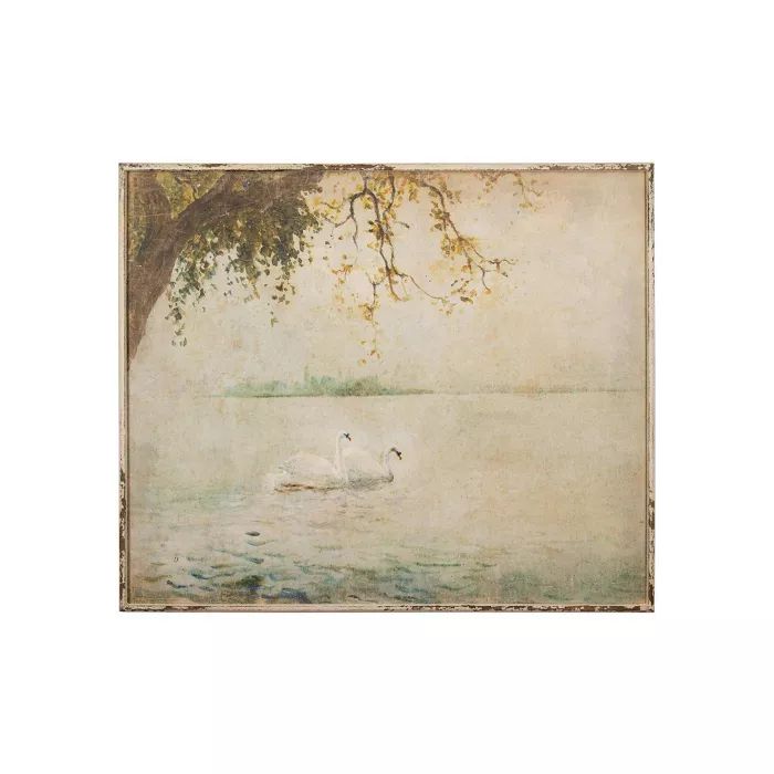 37.3" x 31.5" Vintage Swans Framed Wall Canvas Art - 3R Studios | Target