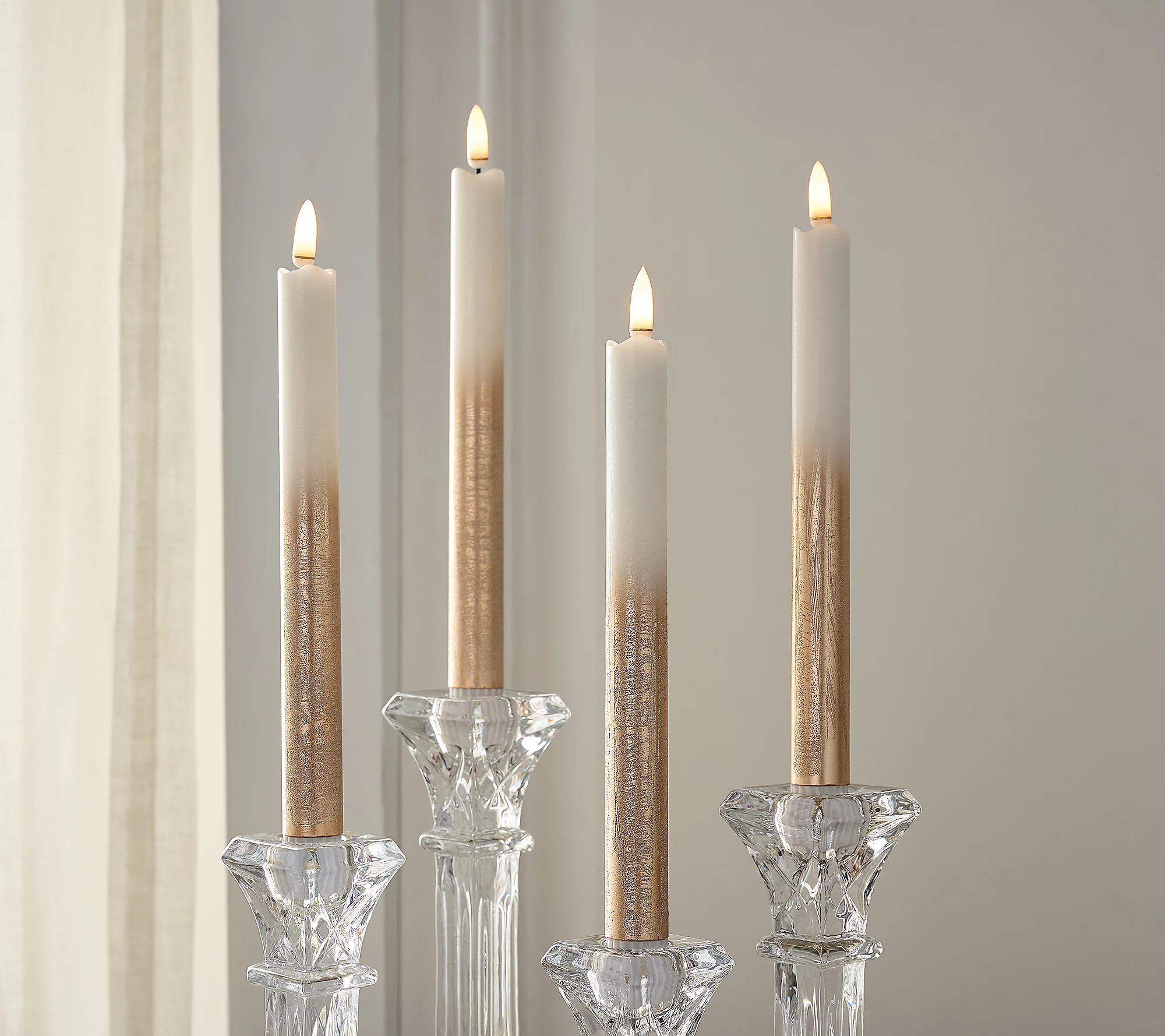 Home Reflections S/4 Flameless Shiny Ombre Taper Candles | QVC