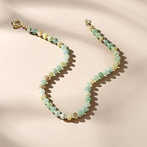 KissYan Beaded Gemstone Necklace for Women, Colorful Boho Bead Choker Natural Stone Surfer Beach ... | Amazon (US)