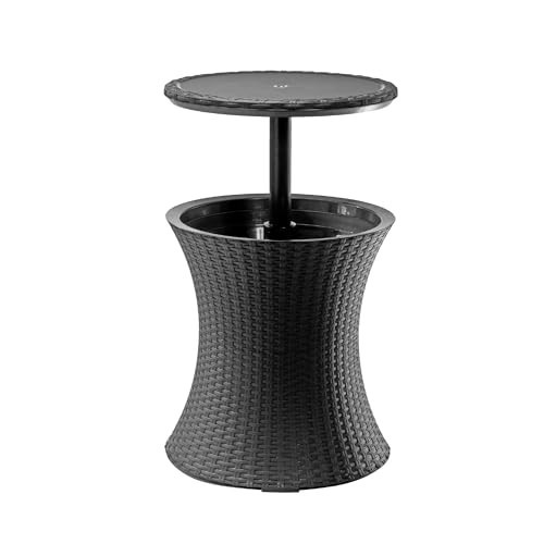 Keter Pacific Cool Bar Outdoor Patio Furniture and Hot Tub Side Table with 7.5 Gallon Beer and Wine Cooler, Dark Grey | Amazon (US)