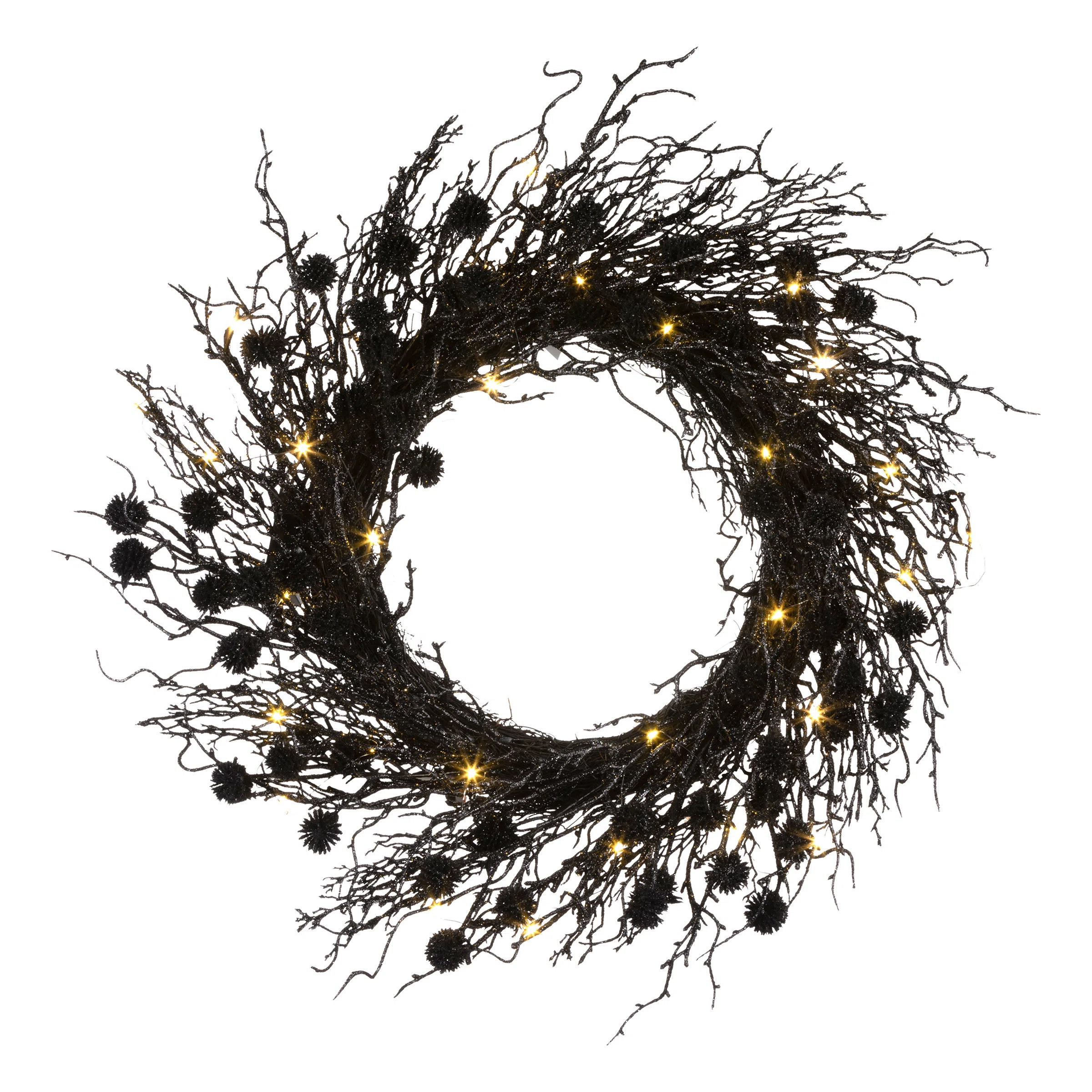 24in. Halloween Deadwood Wreath with LED Lights | Wayfair North America