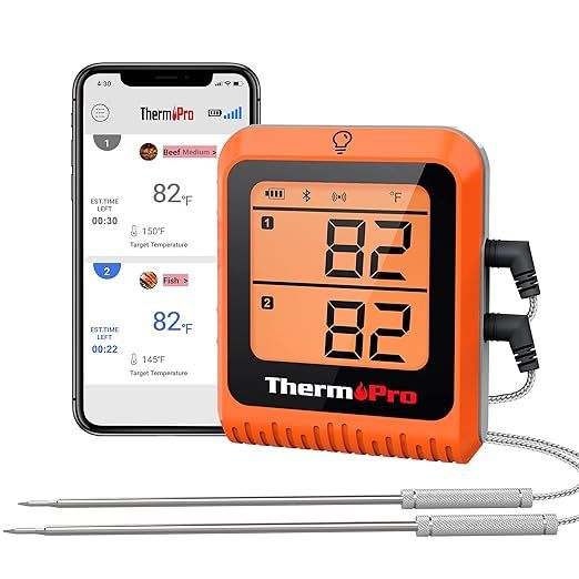 Amazon.com: ThermoPro Wireless Meat Thermometer of 500FT, Bluetooth Meat Thermometer for Smoker O... | Amazon (US)