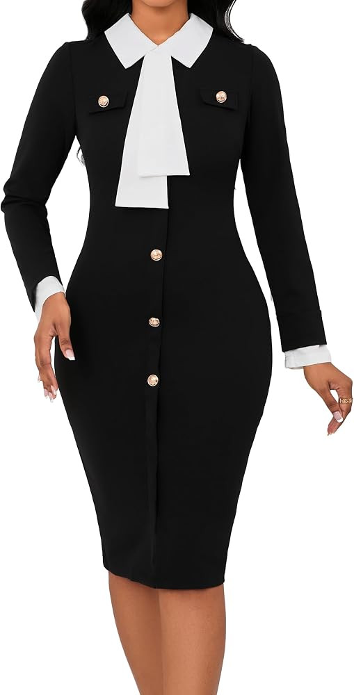 CuteCherry Women Sexy Dress Bodycon Work Dress Elegant Pencil Dress | Amazon (US)