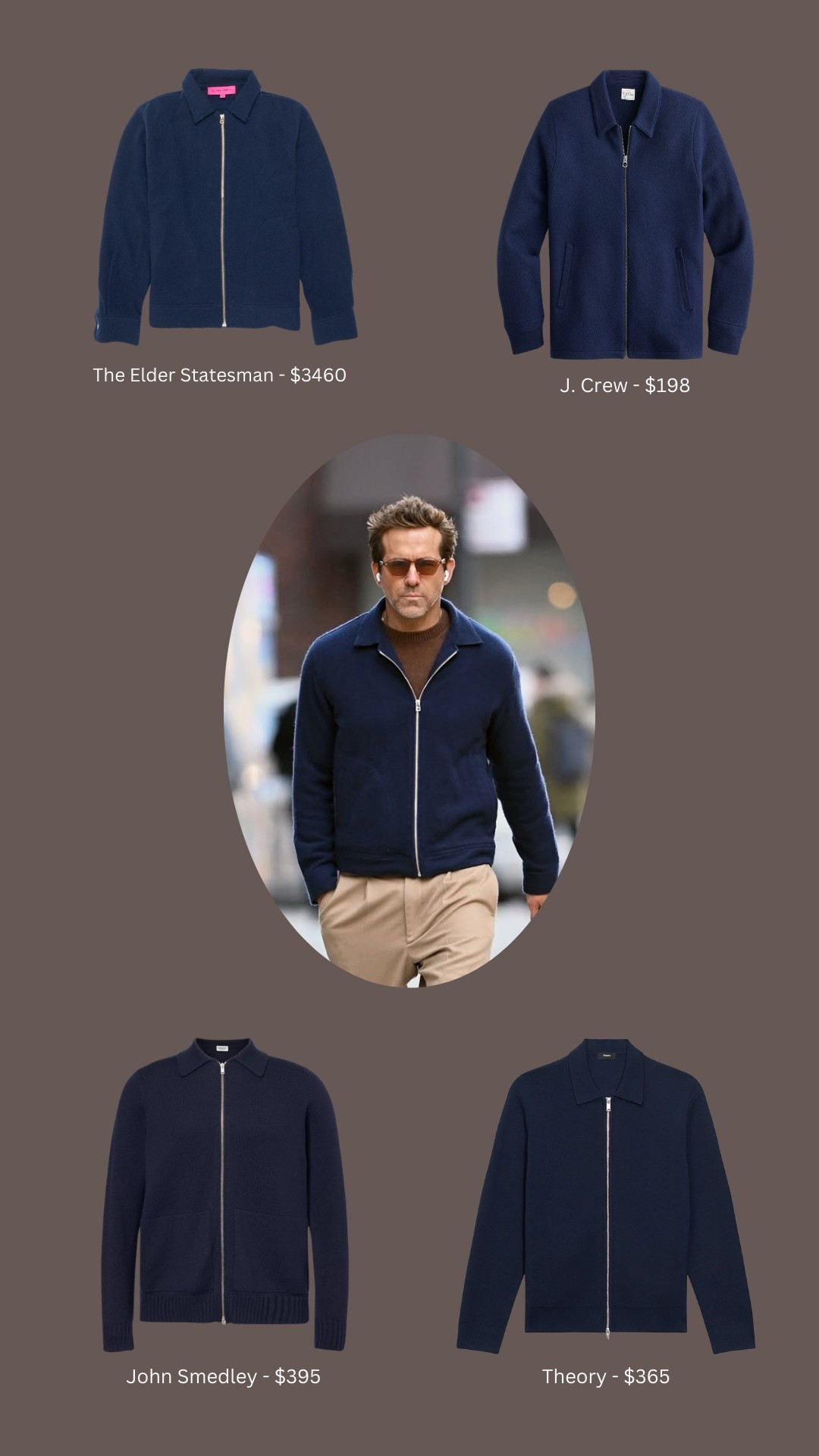 Splurge vs save: Ryan Reynolds’ The Elder Statesman jacket.  

Alternatives from J Crew, Theory, and John Smedley

#LTKMens #LTKOver40 #LTKMidsize
