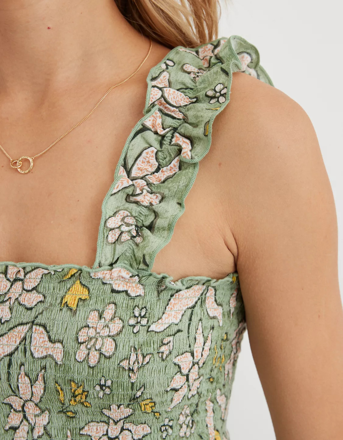 Aerie Jungle Thrills Smocked Tank Top | American Eagle Outfitters (US & CA)