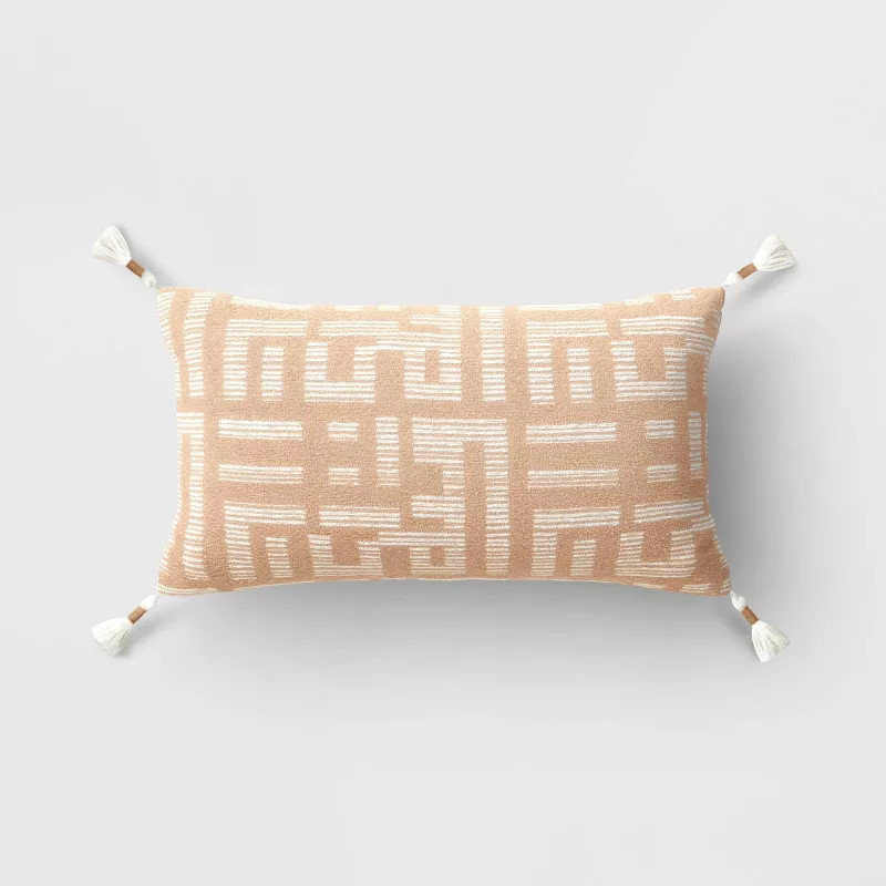 Oversized Modern Geometric Patterned Lumbar Throw Pillow Brown - Threshold™ | Target