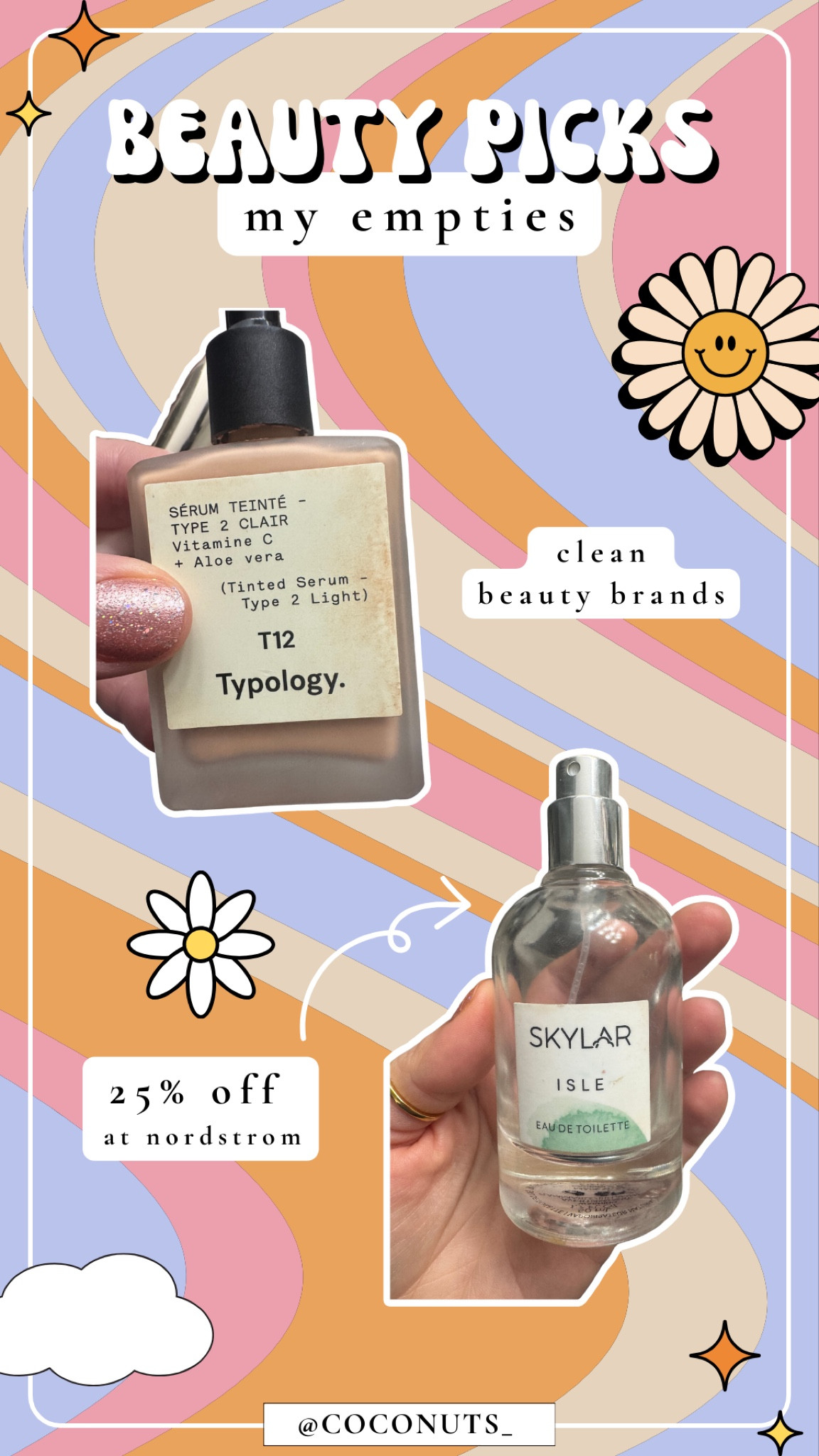 A few of my clean beauty products that I had to reorder 🌼🧡✨

Tinted Serum from Typology
Skylar Isle Escape Parfum

#LTKBeauty #LTKMostLoved #LTKFindsUnder100