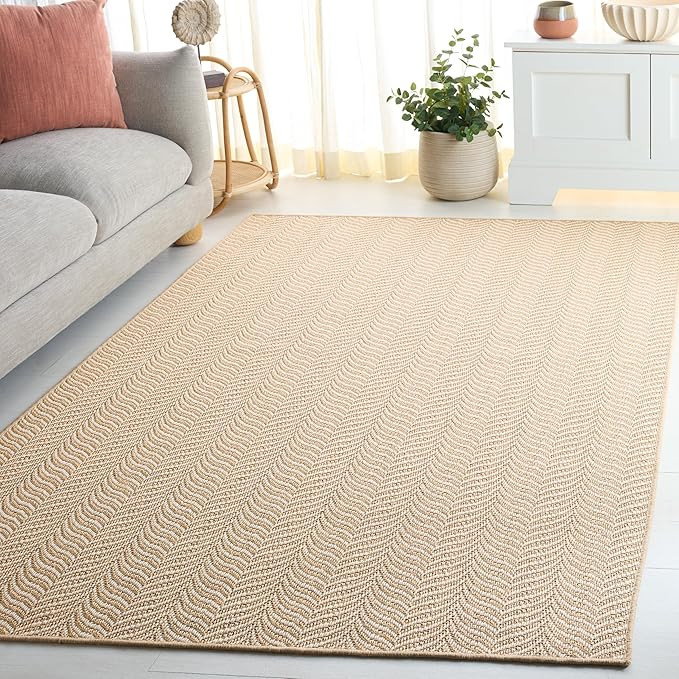 SAFAVIEH Area Rug 5x8 - Palm Beach Collection - Maize & Ivory, Sisal & Wool, Ideal for Living Roo... | Amazon (US)