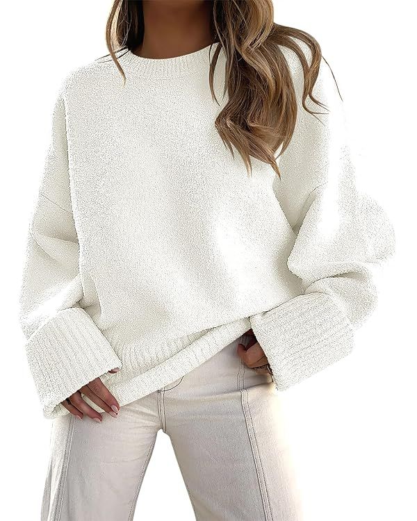 ANRABESS Women's Oversized Crewneck Long Sleeve Fuzzy Knit Casual Chunky Warm 2024 Fall Pullover ... | Amazon (US)