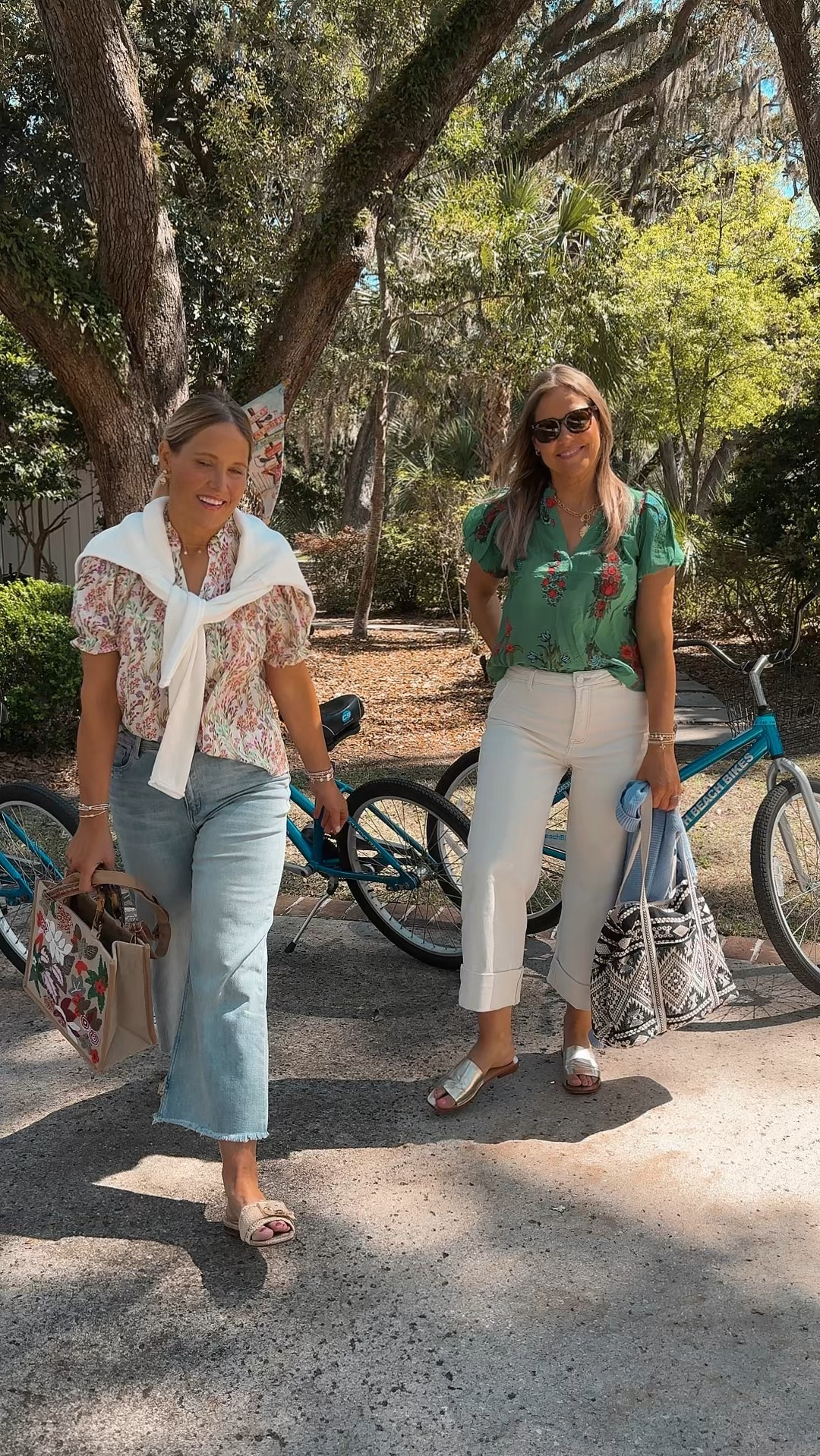 Floral, feminine and flutter shirts are in right now!  We are so excited to jump on the trend!  We have on size 29 in jeans and Mediums in tops! 

#LTKstyletip #LTKVideo #LTKover40