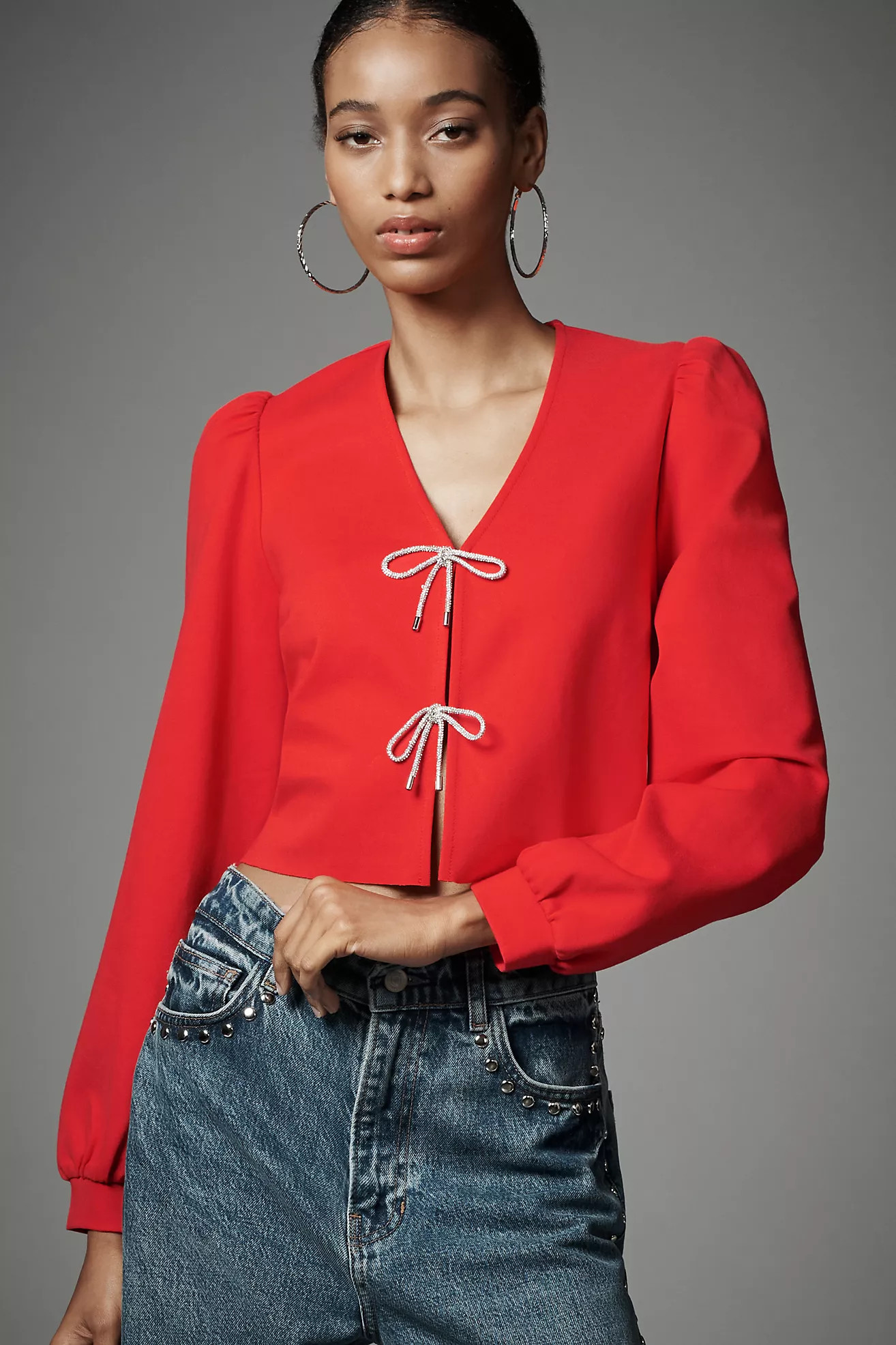 DOLAN Bow-Front Cardigan Top | Anthropologie (US)