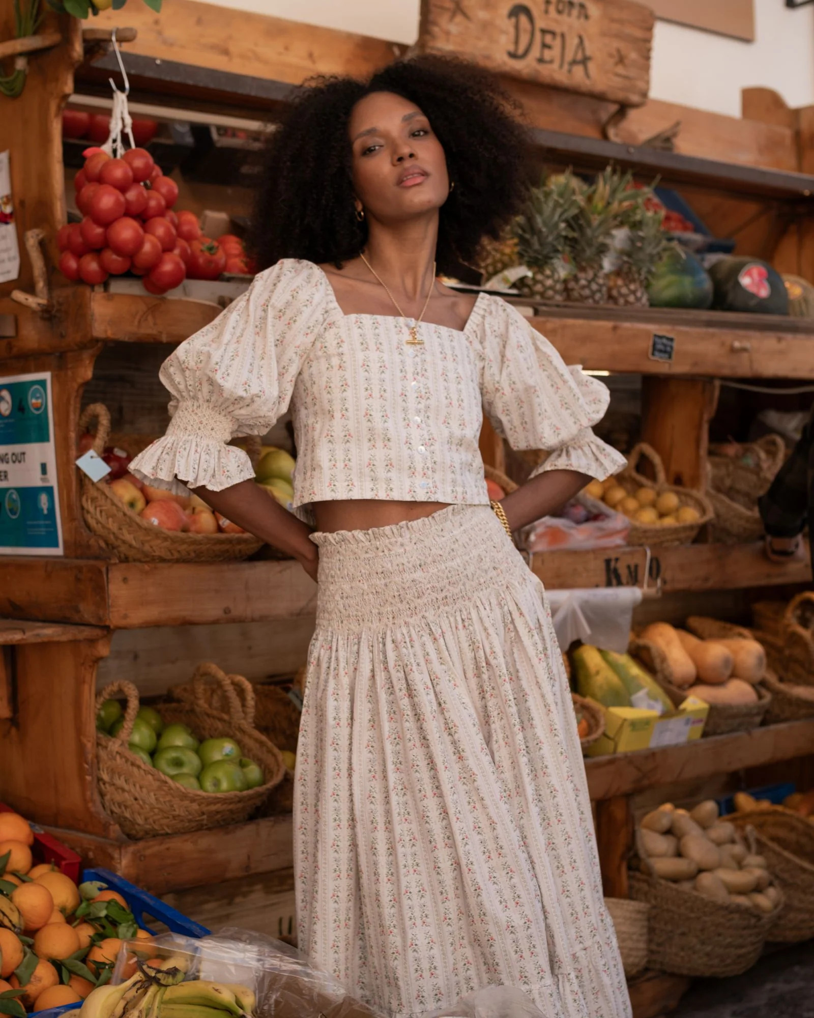 Sullivan Skirt A Secret Garden Trellis with Cream Hand Smocking | Smock London Ltd