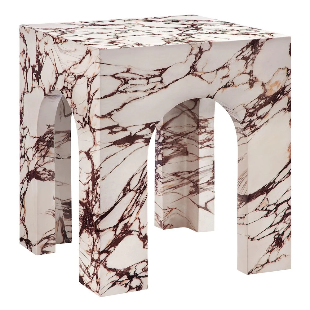Modway Valen Square Indoor - Outdoor Patio Arched Concrete Side Table in Red Marble | Walmart (US)
